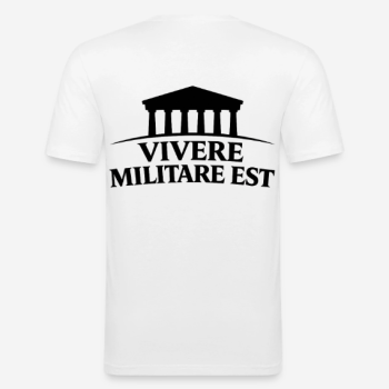VIVERE MILITARE EST Slim Fit T-Shirt in weiß mit Rückendruck